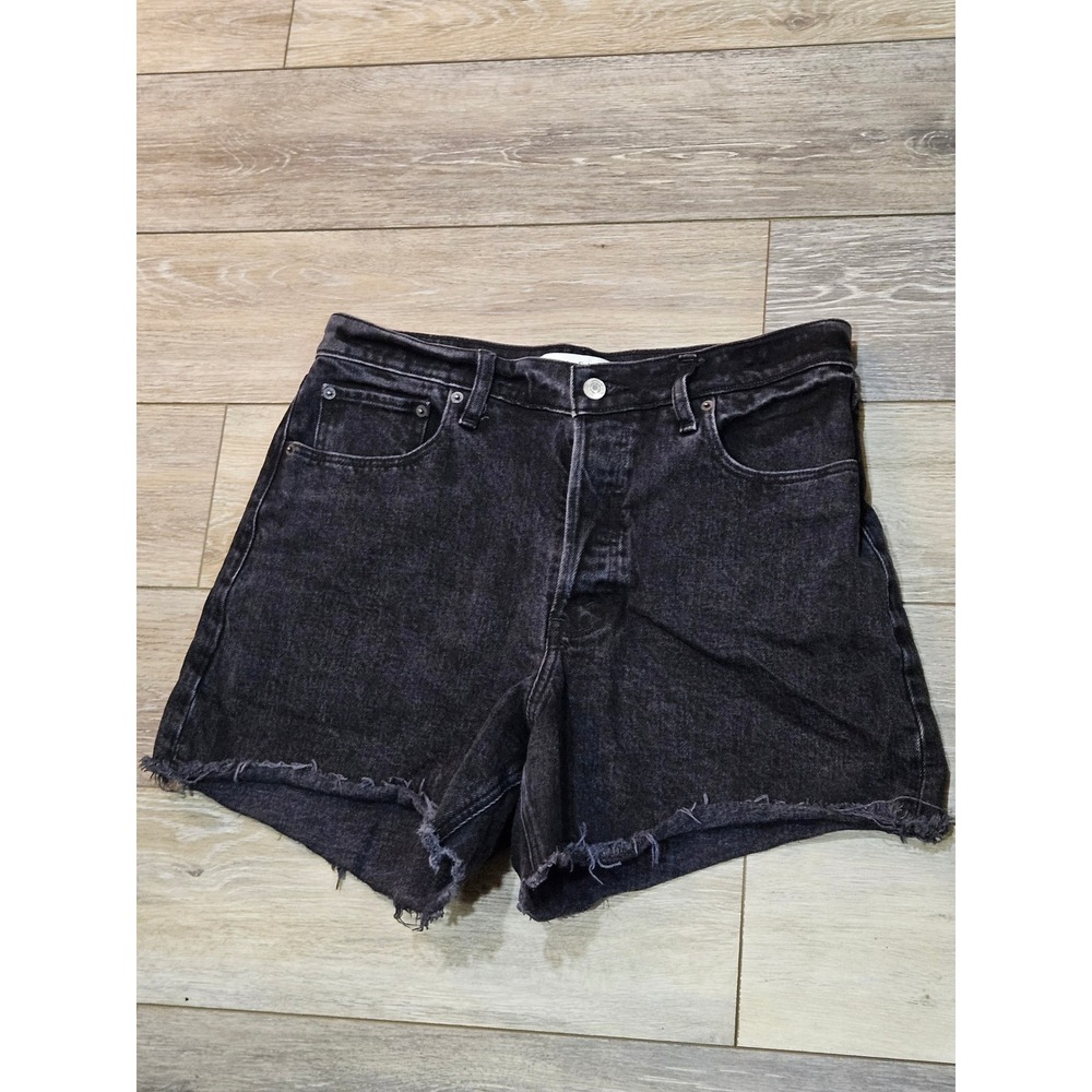 Abercrombie & Fitch The Dad Short High Rise Washed Black Denim Shorts Size 30 10